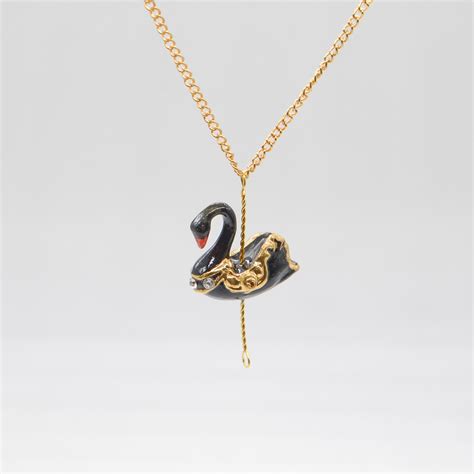 merry   small black swan pendant necklace