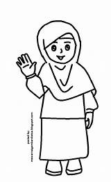 Mewarnai Sketsa Muslimah Akhwat Kumpulan Moslem sketch template