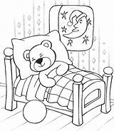 Coloring Sleeping Bear Sleep Teddy Drawing Pages Printable Sleepover Pajama Book Comfort Pajamas Colouring Party Sheets Color Month National Asleep sketch template