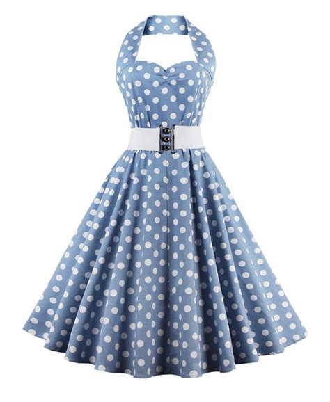 zaful women s 50s vintage polka dots halter swing dress party gown with
