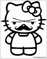 Mustache Kitty Hello Pages Coloring Cartoons sketch template