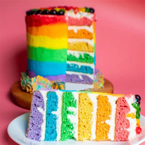 rainbow layer cake  layers  ombre rainbow frosting