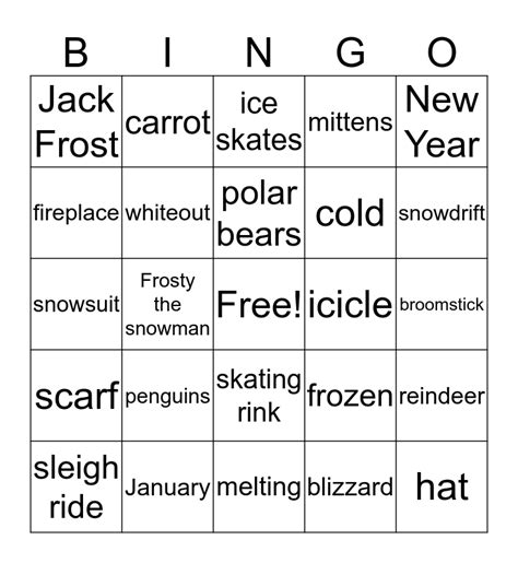 snowmen bingo card