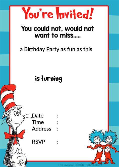 printable dr seuss birthday invitations  hundreds