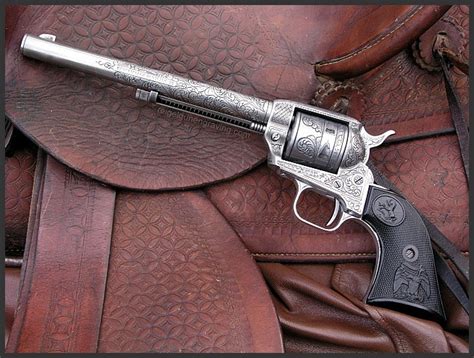 engraved colt peacemaker buntline  revolver