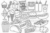 Junk Food Fast Clipart Clip Coloring Pages Kids Digital Stamp Designbundles Hamburger Illustration Follow Books Illustrations Sold sketch template