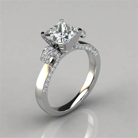 vintage floral design princess cut moissanite engagement ring