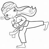 Karate Coloring Pages Kid Taekwondo Kick Color Printable Doing Kids Drawing Heel Palm Spongebob Cliparts Girl Do Clipart Disney Sports sketch template