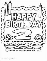 Birthday Coloring Pages 2nd Color Printable Holiday Happy Cake Kids Old Sheets Sheet Two Season Year Birthdays Google Years Party sketch template