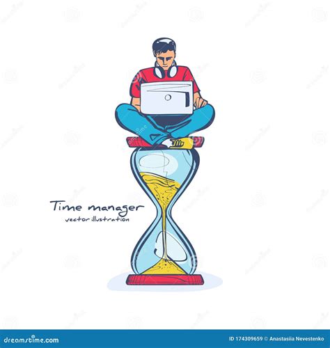 time management drawing sketch control vector stock vector