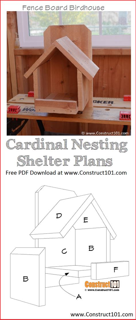 cardinal birdhouse plans  cardinal nesting shelter bird house plans