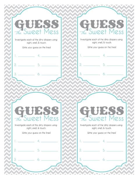 guess  sweet mess printable candy bar game printable baby shower