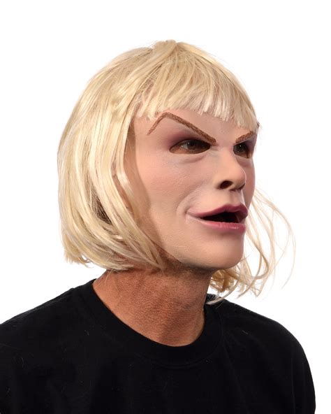 karen evil woman female latex face mask with attached blonde hair