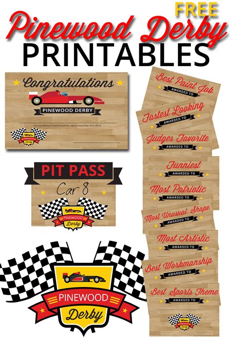 pinewood derby printables  printable templates