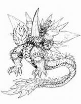 Godzilla Coloring Pages Space Drawing Ultimate Shin Printable Color Creatures Sketch Fantasy Mythology Categories sketch template