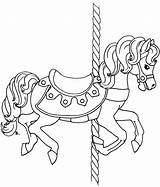 Carousel Horse Coloring Pages Printable Drawing Template Christmas Simple Print Carrousel Horses Colouring Birthday Adult Drawings Carousels Rug Books Animals sketch template