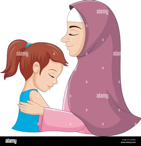 Illustration Of A Muslim Mother Hugging Her Daughter Stock Vector Image