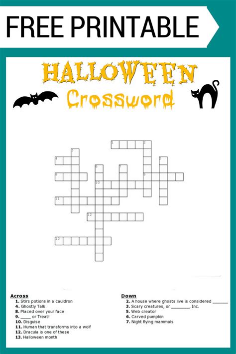 halloween crossword  printable printable world holiday
