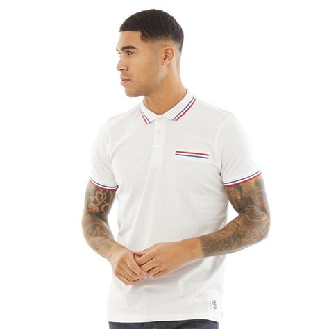 buy fluid mens tipped jersey polo shirt white