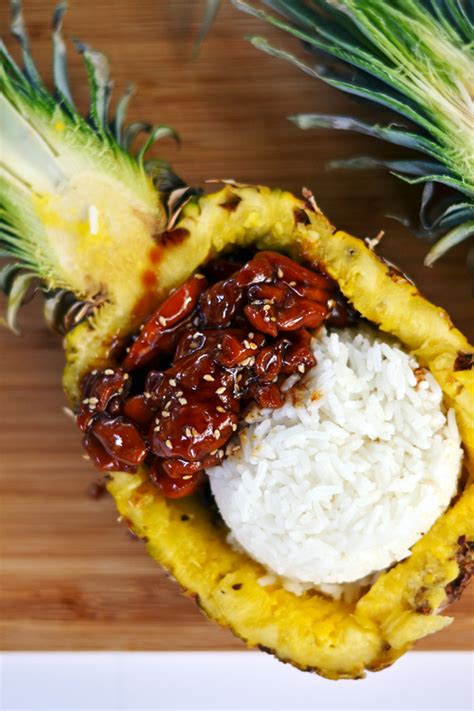 teriyaki chicken rice pineapple boats ambs loves food