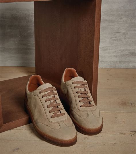 brunello cucinelli neutrals leather  top sneakers harrods uk
