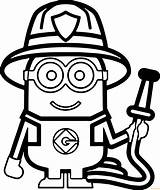 Coloring Minions Fireman Pages Firefighter Sam Fire Printable Minion Color Sheets Print Book Fighter Kids Firemen Wecoloringpage Helmet Cartoon Online sketch template