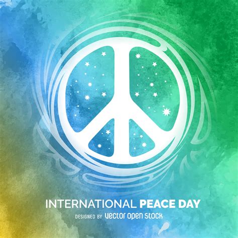 international peace day poster  watercolor paint  stars