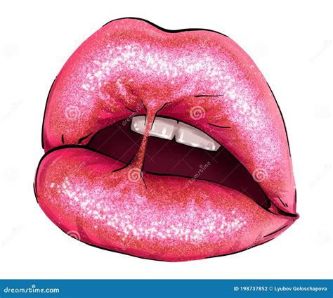 Hand Drawn Parted Lips In Pink Color Vector Parted Lips Pink Lip Color