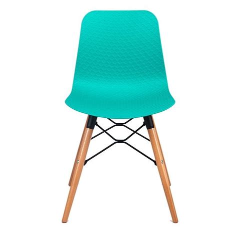 scaun din plastic şi picioare de lemn cu suport metalic 470x450x795 mm albastru cumpăr în