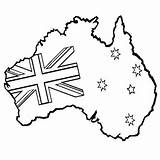 Australia Coloring Map Australian Flag Drawing Pages Line Draw Book Drawings Printable Kids Decoration Sydney Color Print Colouring Icon Books sketch template