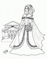 Coloring Pages Beautiful Girls Library Fashion Gown Printable Dresses sketch template