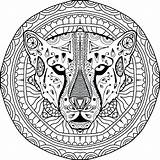 Cheetah Coloring Pages Adults Cub Circular Head Pattern Element Ethnic National Getcolorings Printable Getdrawings Print Color sketch template