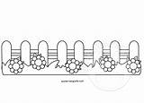 Fence Coloring Flowers Wooden Template Easter sketch template
