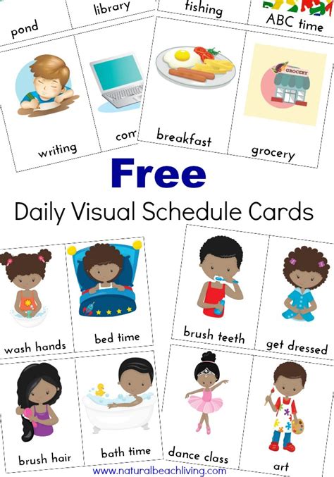 extra daily visual schedule cards  printables natural beach living