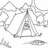 Coloring Camping Pages Printable Kids Tent Colouring Boy Color Sheets Scene Fire Fun Theme Print Preschool Nature Peaking Pit Head sketch template