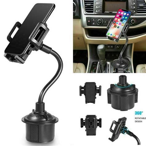 universal adjustable quick release  rotatable cup holder  gps cell phone car mount black