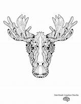 Elk Head Drawing Coloring Line Getdrawings sketch template