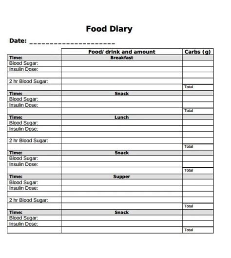 daily food log templates   printable word excel  formats