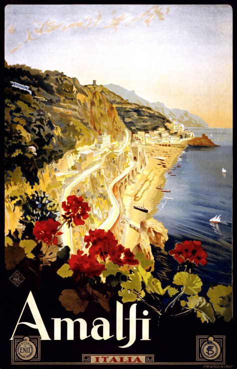 vintage amalfi travel poster  stock photo public domain pictures