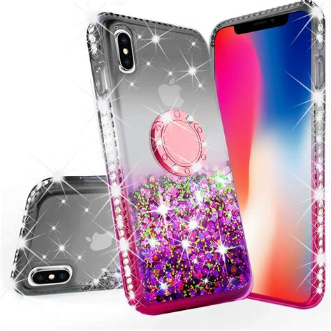 iphone xs max  case glitter liquid floating quicksand phone case girls women kickstand