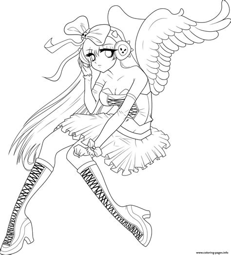 anime angel girl  coloring page printable