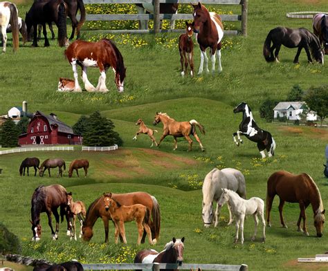 es farm animals  green horses