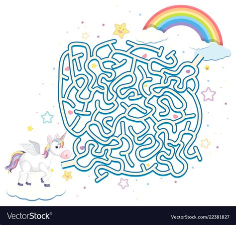 unicorn maze puzzle game template royalty  vector image