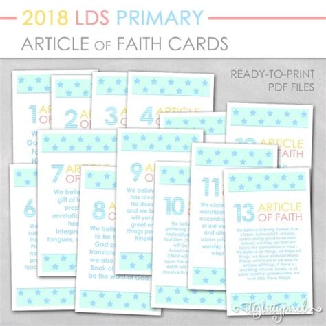 article  faith cards lds  primary theme printable