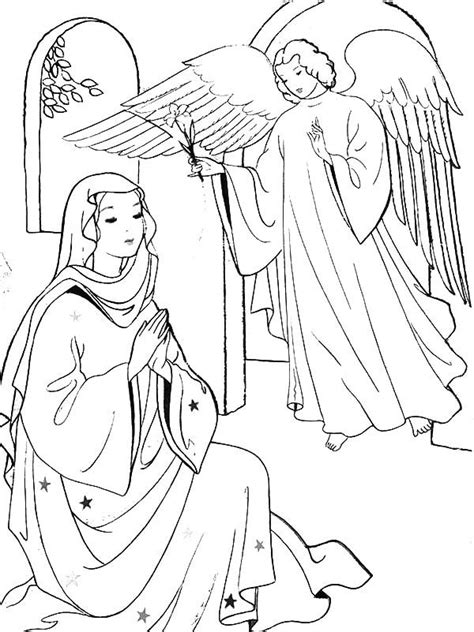 angel appears  mary coloring page sunday school pinterest