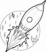 Rocket Coloring Ship Printable Pages Kids Line sketch template