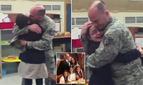 military dad has surprise for teen daughter when he shows up her at