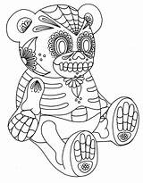 Coloring Skull Sugar Pages Muertos Los Dia Printable Adult Color Kids Print Adults Dead Skulls Candy Bear Tattoo Colouring Yuccaflatsnm sketch template