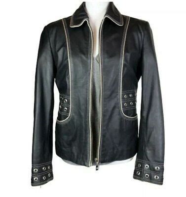 pamela mccoy black leather jacket size small   jackets  women jackets black