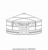 Yurt Coloring Nomads Isolated Adults Outline Children Book Shutterstock Vector Stock Search sketch template